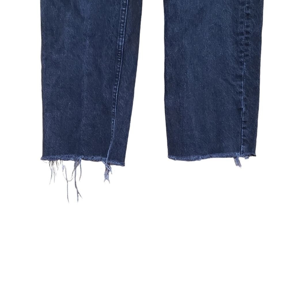 Zara Black Straight Leg Denim Raw Hem 4 Button Fly Grunge Streetwear Casual Edgy - Picture 4 of 13